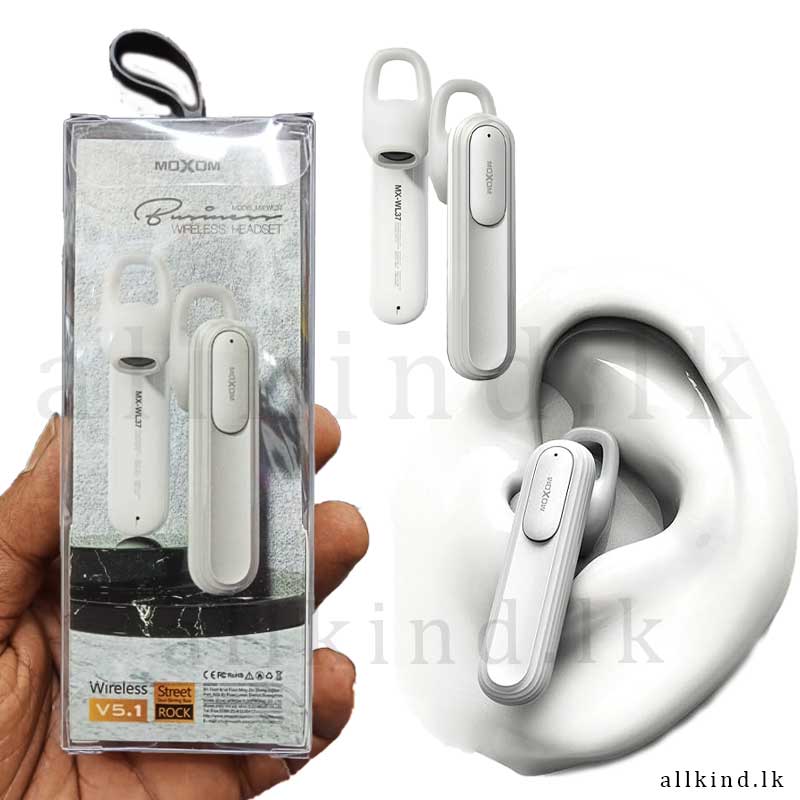 Moxom MX-WL37 In Ear Bluetooth Hi Quality Sound Headset - White