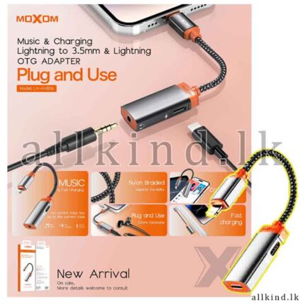MX-AX806 Music & Charging Lightning to 3.5mm & Lightning OTG Adapter