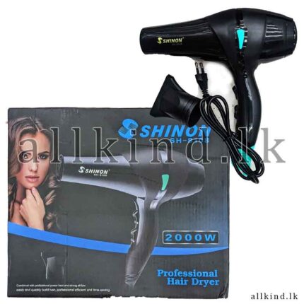 SHINON SH-8108 Drop Impact Resistant Professional Hair Dryer 2000 Watts, 3 Heat Setting, 2 Speed Settings, Nozzle Concentrator Overheating Protection, Styling Tool with cool & hot Air, Black